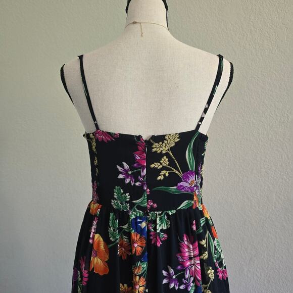 Express Women's Maxi Dreass Black Floral Strapy NWT Chiffon Resort Vacation Sz S - Picture 5 of 10
